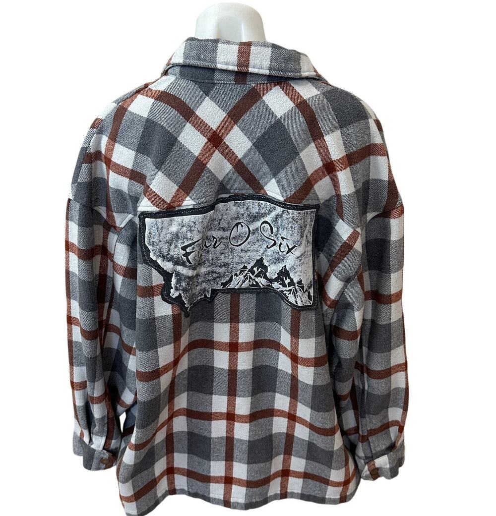 Montana 406 Flannel Plaid Shirt Shacket MEDIUM Oversize Unique Shacket Pockets